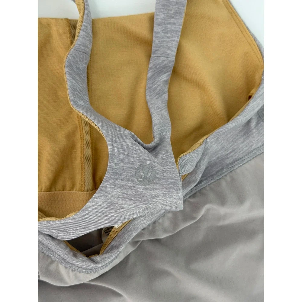 Lululemon Grey Taupe Racerback Tank Top with Built-in Shelf Bra Size 4